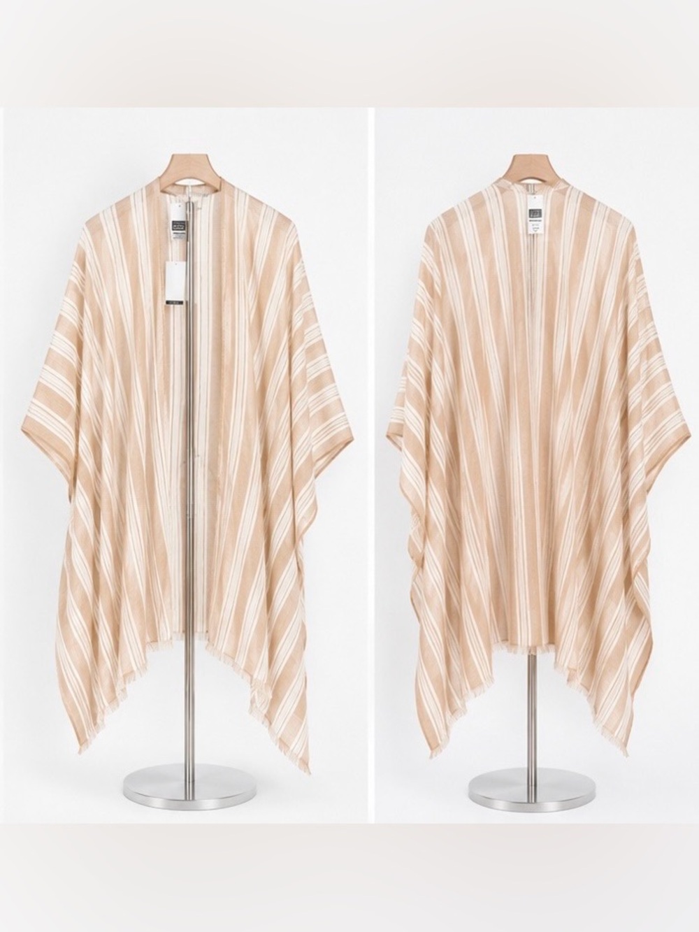 Nordstrom Beige & White Striped Gauze Ruana Cover-Up | One Size | NWT 🤎🏝️ - Picture 1 of 8